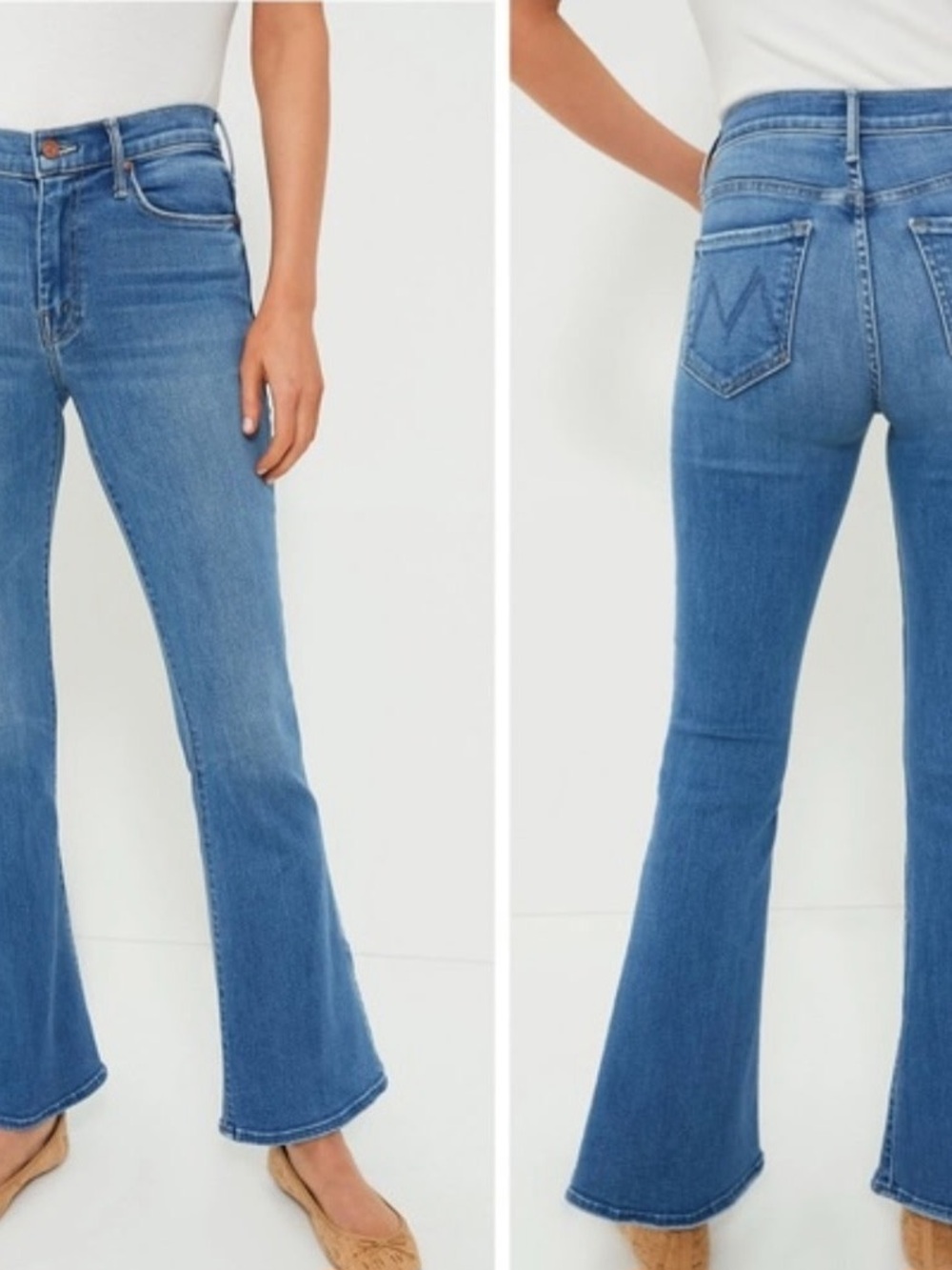 MOTHER Weekender layover ankle Blue Flare Jeans